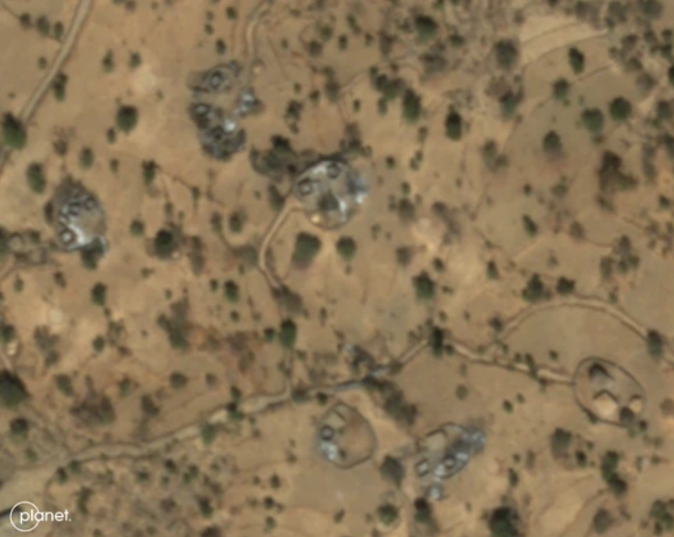 Mappa Tigray villaggi e case bruciate satellite 2