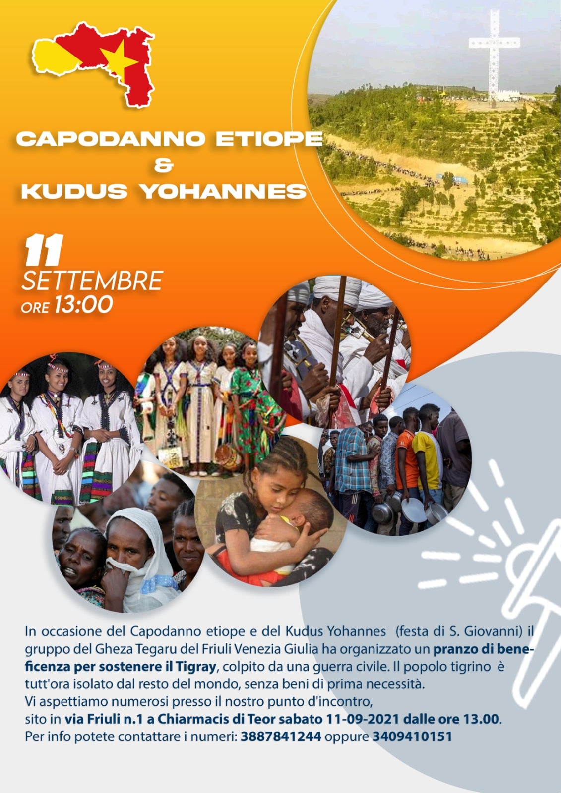 Pranzo beneficenza per il Tigray Etiopia - Capodanno Etiope e Festa di San Giovanni - Via Friuli n.1 Chiarmacis di Teor (Udine)