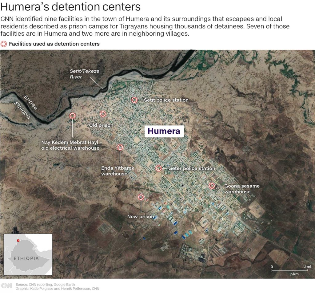 Humera Tigray centri di detenzione etnica - mappa satellitare
