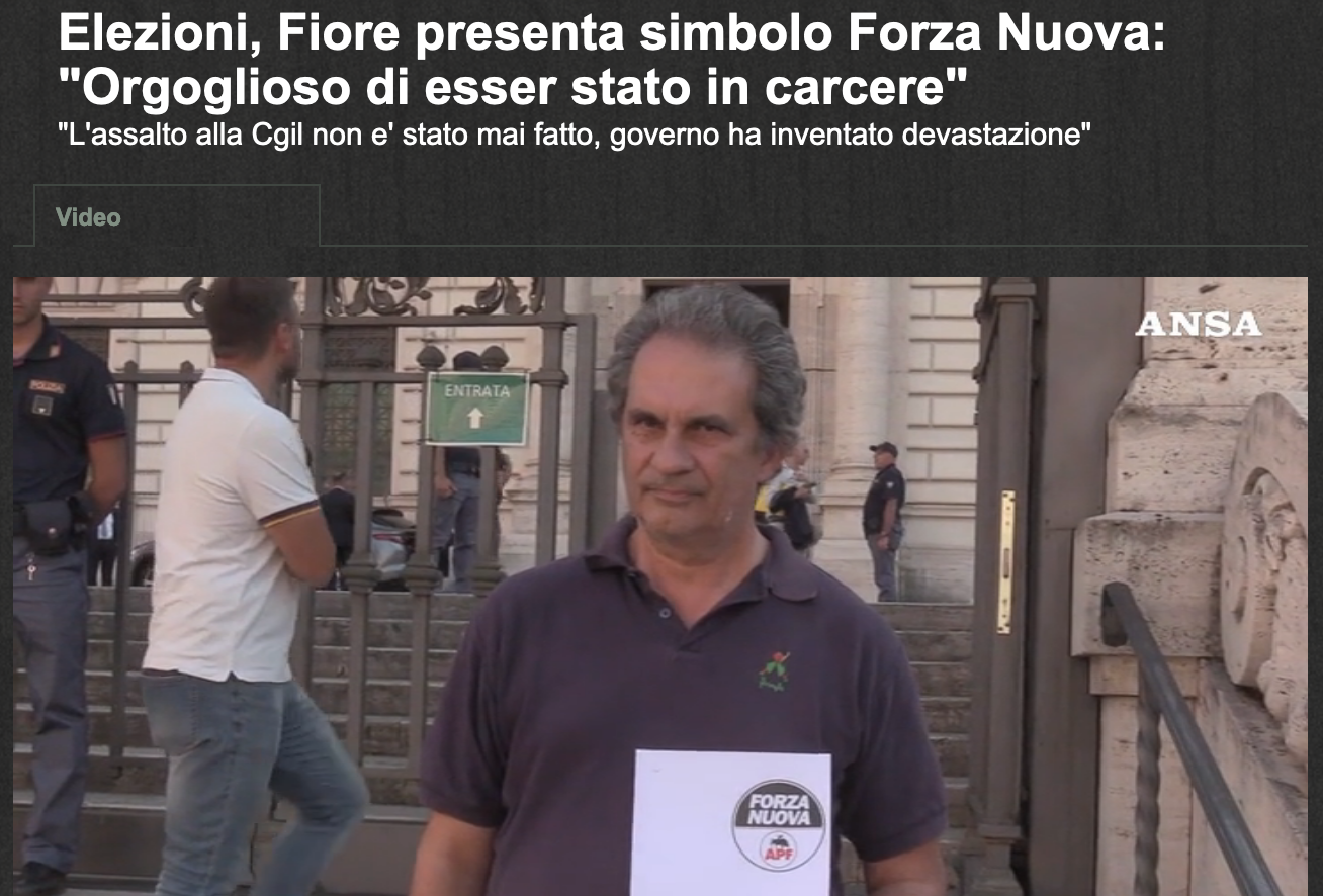 Fascista Roberto Fiore - candidato elezioni 2022 per Forza Nuova