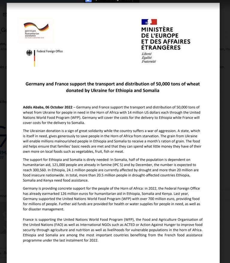 Germania e Francia supportano il WFP per Etiopia e Somalia