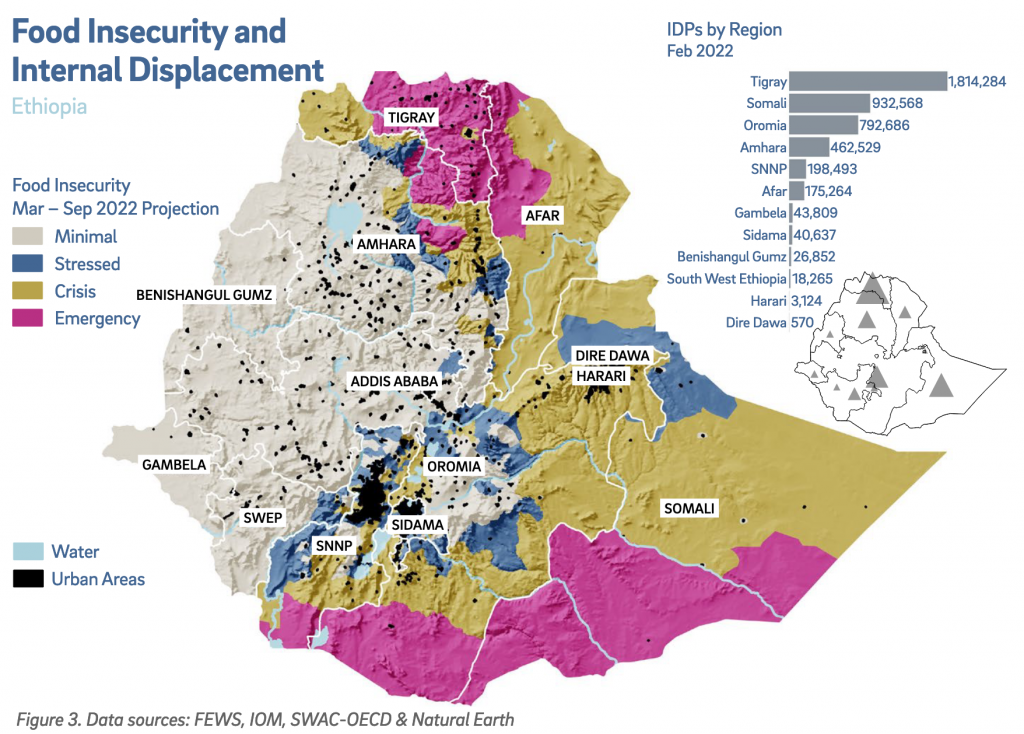 Mappa di mergenze e crisi in Etiopia