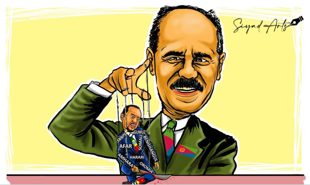 Isaias Afwreki presidente Eritrea e Abiy Ahmed Ali Premier Etiopia - burattino